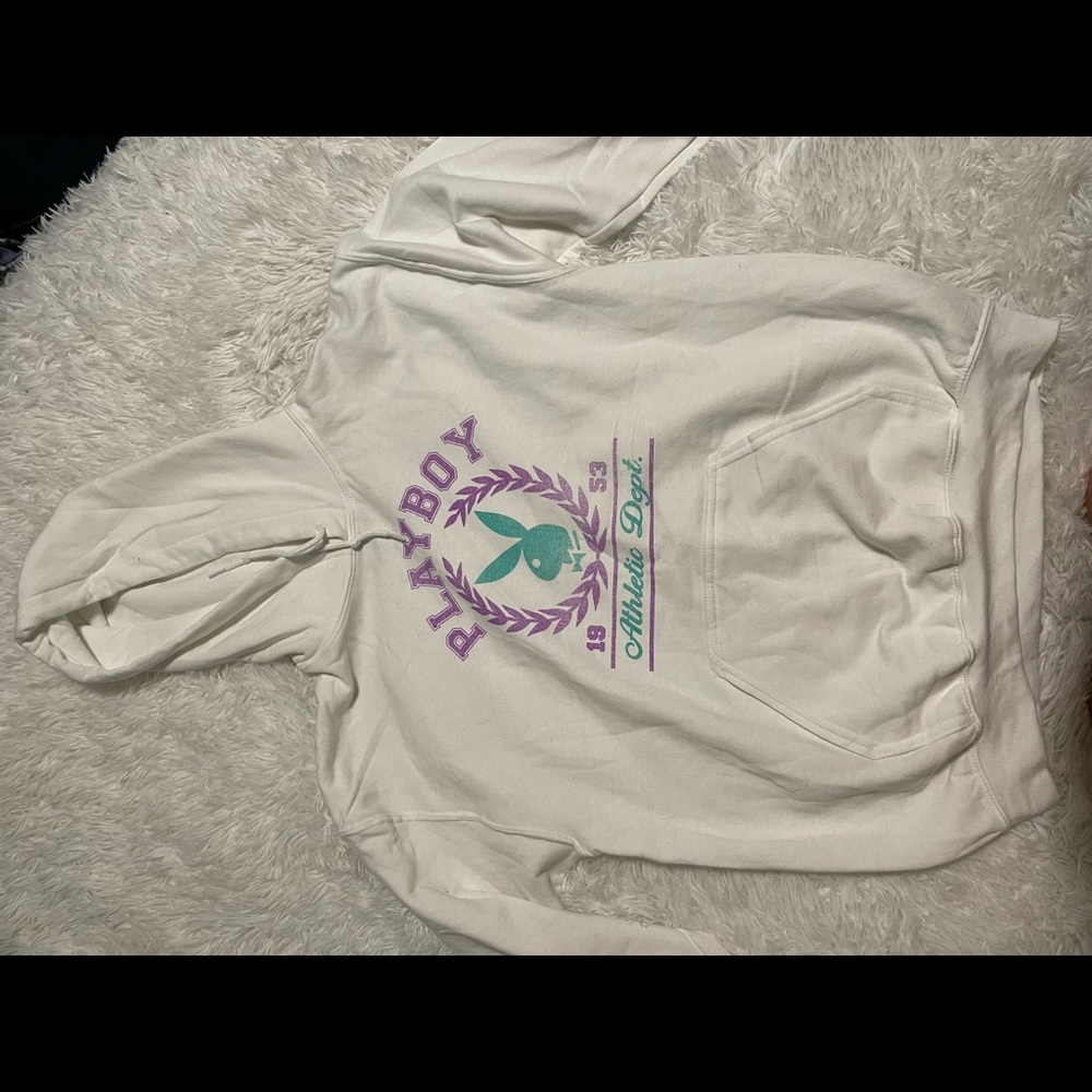 Playboy hoodie, white, s